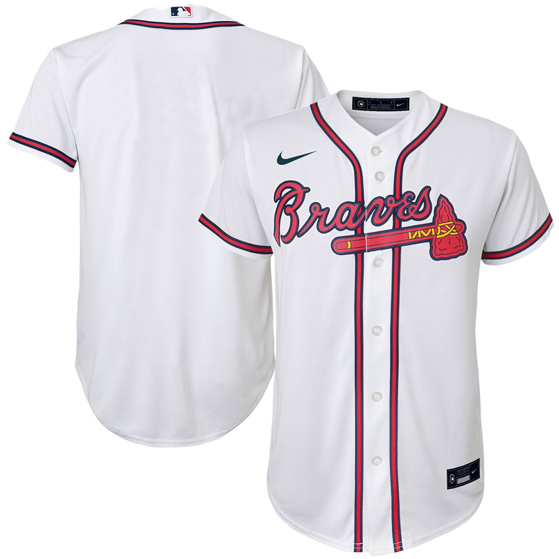 2020 MLB Youth Atlanta Braves Nike White Home 2020 Replica Team Jersey 1